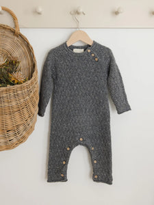 QUINCY MAE COZY HEATHER KNIT JUMPSUIT || INDIGO