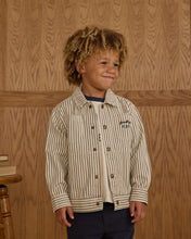 Load image into Gallery viewer, RYLEE + CRU CHORE COAT || NAVY PINSTRIPE
