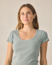 Load image into Gallery viewer, RYLEE + CRU WOMEN'S POINTELLE TEE SEA GREEN

