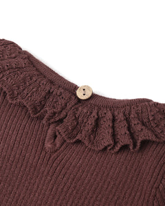 RYLEE + CRU RUFFLE COLLAR BODYSUIT || BURGUNDY