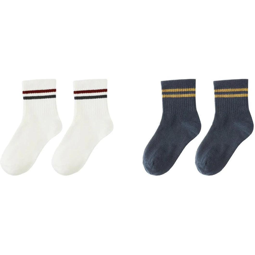 RYLEE + CRU STRIPE SOCKS, 2-PACK || IVORY, NAVY