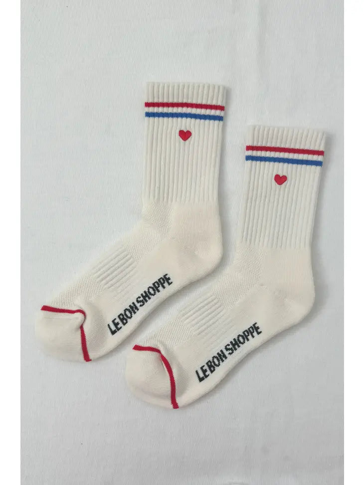 LE BON SHOPPE EMBROIDERED BOYFRIEND SOCK || MILK + HEART