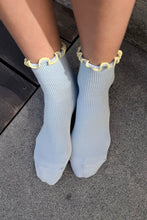 Load image into Gallery viewer, NOBLE x LE BON SHOPPE The Petite Ruffled Modal Socks || Baby Blue / Butter
