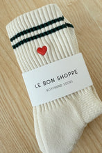 Load image into Gallery viewer, LE BON SHOPPE EMBROIDERED BOYFRIEND SOCKS || PARCHMENT + HEART
