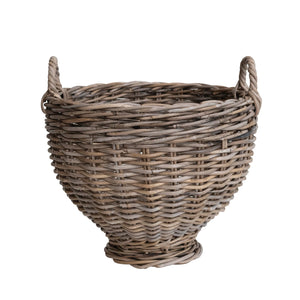 HAND-WOVEN RATTAN  BASKET WITH HANDLE || NATURAL