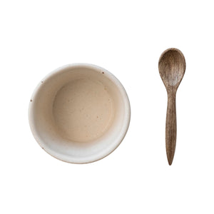 STONEWARE BOWL w/ SPOON