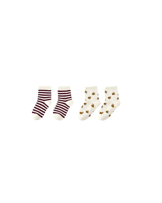 RYLEE + CRU JACQUARD SOCKS, 2-PACK || BURGUNDY STRIPE, APPLE