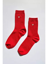 Load image into Gallery viewer, LE BON SHOPPE EMBROIDERED HER SOCKS || CLASSIC RED + HEART
