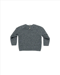 SALE - QUINCY MAE KNIT SWEATER || HEATHERED INDIGO