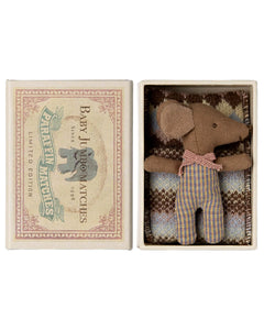 MAILEG SLEEPY/WAKEY BABY MOUSE IN MATCHBOX || ROSE