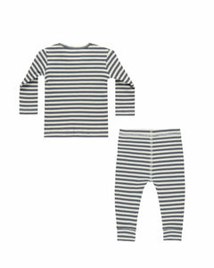 SALE - QUINCY MAE RIBBED TEE + LEGGING SET || INDIGO STRIPE