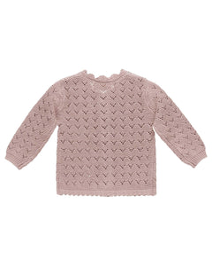 SALE - QUINCY MAE SCALLOPED CARDIGAN || MAUVE