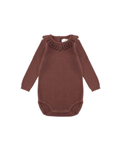 RYLEE + CRU RUFFLE COLLAR BODYSUIT || BURGUNDY