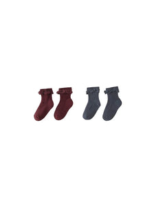 RYLEE + CRU LACE TRIM SOCKS, 2-PACK || BURGUNDY, NAVY