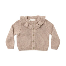 Load image into Gallery viewer, QUINCY MAE RUFFLE COLLAR CARDIGAN HEATHERED ALMOND
