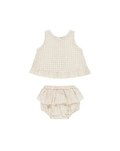 QUINCY MAE RUFFLED TULIP TOP + BLOOMER SET || OAT CHECK