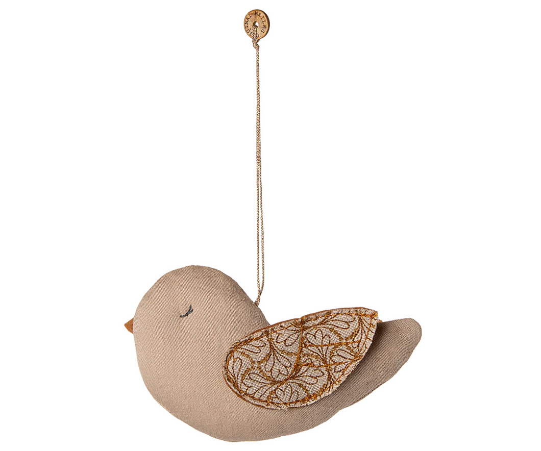PREORDER - MAILEG FABRIC ORNAMENT, BIRD - WINTER HEART - SAND