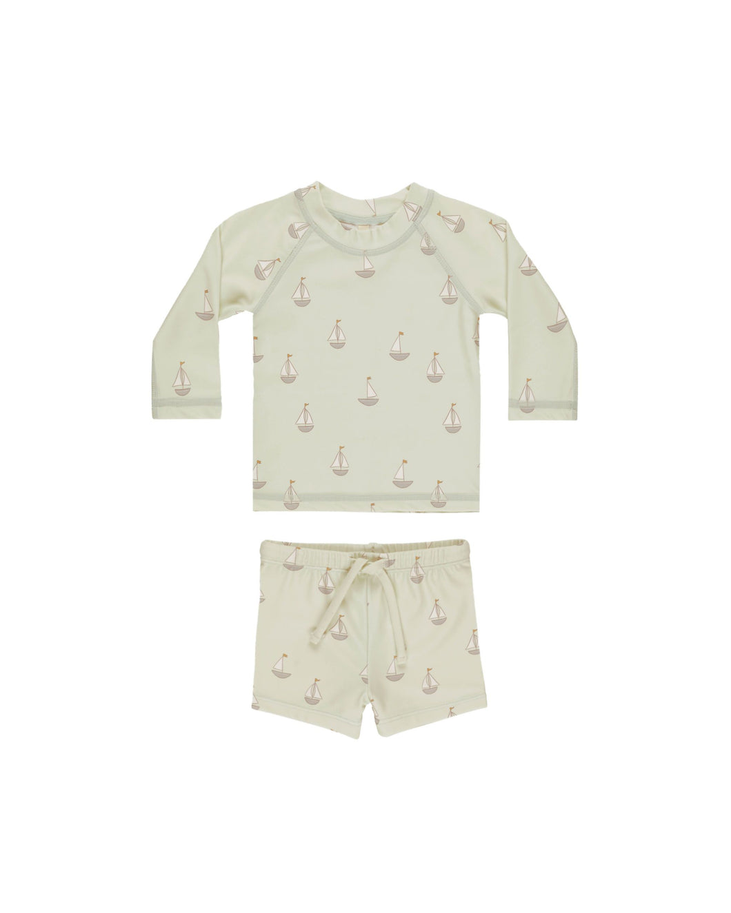 QUINCY MAE FINN RASHGUARD + SHORT SET || SAILBOAT