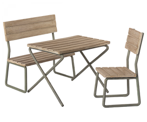 MAILEG GARDEN SET, TABLE with CHAIR + BENCH