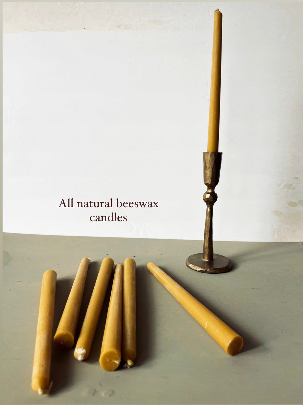 HANDMADE 100% BEESWAX TAPER CANDLES || SET OF 2