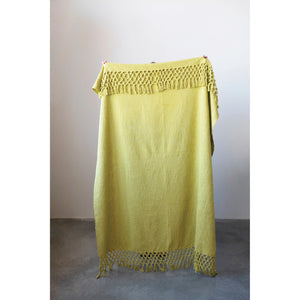 WOVEN COTTON THROW with CROCHET FRINGE