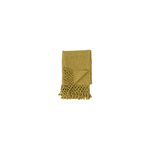 WOVEN COTTON THROW with CROCHET FRINGE