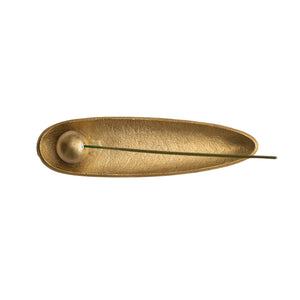 CAST ALUMINUM INCENSE HOLDER || GOLD