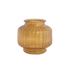 Load image into Gallery viewer, PLEATED GLASS VASE || AMBER
